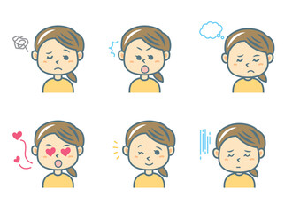 色々な表情の女の子のイラストセット