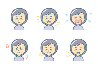 色々な表情の女の子のイラストセット