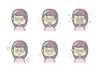 色々な表情の女の子のイラストセット