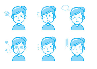 色々な表情の女性のイラストセット