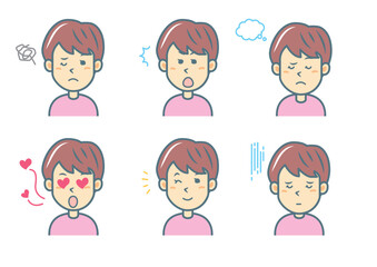 色々な表情の女性のイラストセット