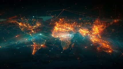 Illustrate the global exchange of information through a visually