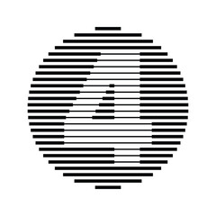 Naklejka premium Number 4 Logo Icon with Rounded Line Pattern
