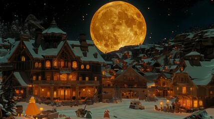 Paint a peaceful Christmas background with a snowy forest, illuminated by the soft glow of moonlight and twinkling stars.