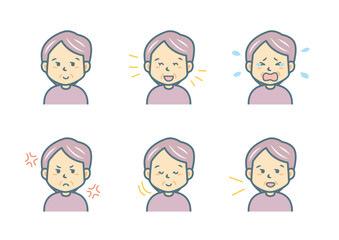 色々な表情の女性のイラストセット