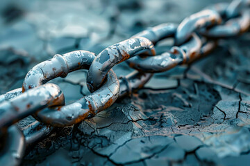 Rusty chain links symbolizing strength and decay.
