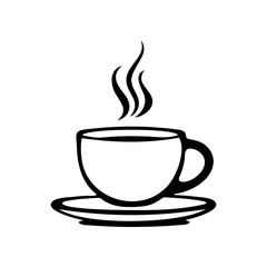 Fototapeta premium A black and white coffee cup with steam rising from it