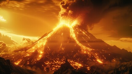 Majestic Volcanic Eruption: Nature's Unstoppable Force in Action.