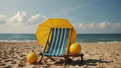 beach chair and umbrella