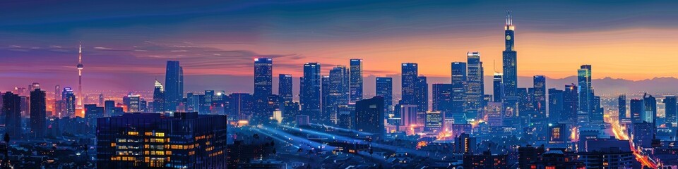 Night of the Metropolitan City downtown cityscape urban skyline tower