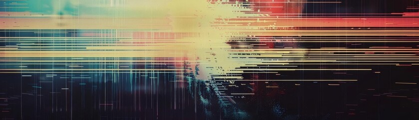 Obraz premium Television screen filled with glitch noise and sharp static stripes, suitable for intense VFX overlays