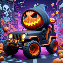 Halloween jack o lanterns on various creepy background