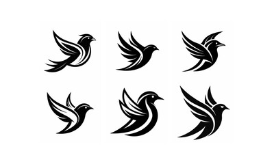 set of bird logo silhouette