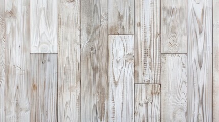 Close-up of rustic whitewashed wooden planks showcasing natural grain patterns and knots, perfect for backgrounds and design projects.