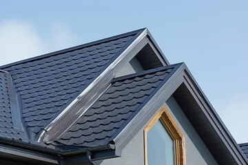 Fototapeta premium Shiny Metal Roof Under Blue Sky