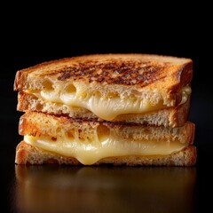 Cheese toasted sandwich on black background
