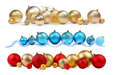 Set of shiny Christmas balls isolated on white