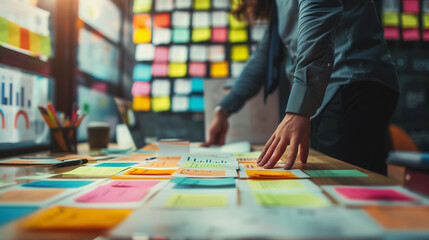 Creative people, thinking and meeting for schedule planning, brainstorming or team strategy at the office.