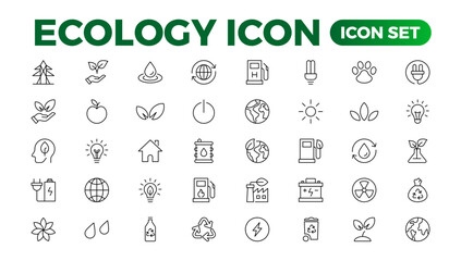 Eco friendly related thin line icon set in minimal style. Linear ecology icons. Environmental sustainability simple symbol