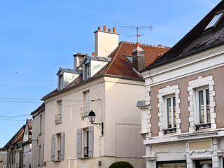 Obraz premium Street view of old village Brie-Comte-Robert in France