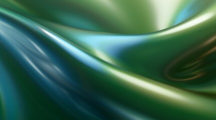 Obraz premium Abstract Green and Blue Wavy Background, Smooth Shiny Surface with Gradual Color Transition.