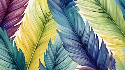 Digital vintage watercolor palm leaves graphics poster PPT background