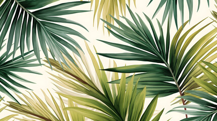 Digital vintage watercolor palm leaves graphics poster PPT background