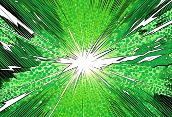 Obraz premium Comic book style depicts explosive green thunder with vibrant energy and lightning streaks