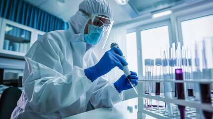 Medical technology, innovation health and medical research, healthcare and medicine concept. Doctor or technician working with AI data analysis, lab experiment, data science