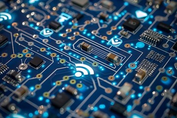 Fototapeta premium The intricate interconnected circuits of a modern digital technology background showcasing the complexity and advancement of electronic engineering