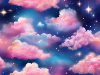 Colorful nebula and stars in a mystical night sky landscape