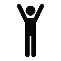 Fototapeta premium People hands up vector icon. Man with raised arms hands. Happy man. Business winner concept.