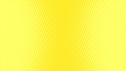 Bright lemon yellow pop art background in retro comic book style. Cartoon superhero backdrop with halftone dots gradient, vector illustration eps10