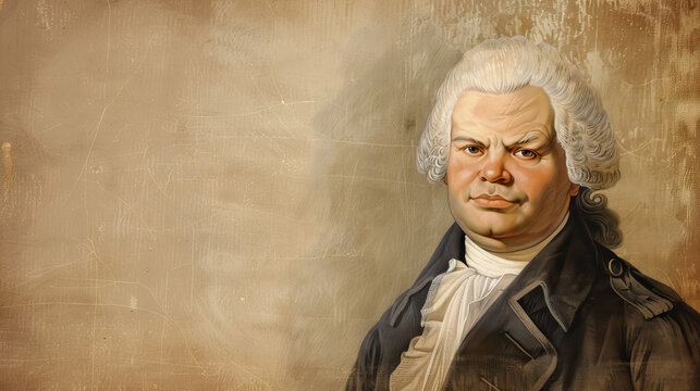 Georges Danton on vintage background with copy space for Bastille Day.