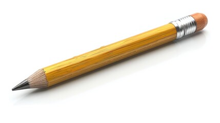 Fototapeta premium Wooden graphite pencil with an eraser on a white background
