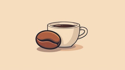 Obraz premium Coffee cup and bean illustration for cafe or coffee themed designs