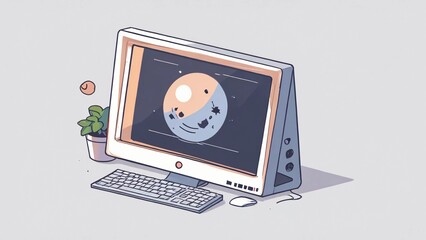 flat illustration vector computer icon