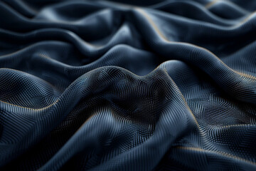 Naklejka premium Abstract Close Up of Dark Textured Fabric Waves for Background and Design Inspiration