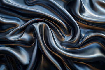 Naklejka premium Luxurious Black Silk Fabric with Elegant Folds and Shiny Texture