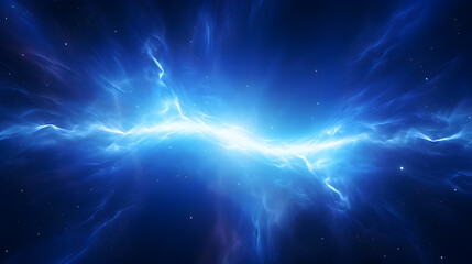 Digital blue glowing high energy plasma force field in space poster background