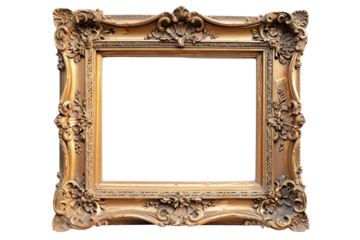 Beautiful Wooden Venetian Frame Isolated on Transparent Background