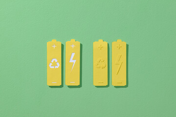 Paper cut Battery with recycling symbol 