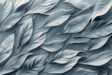 Obraz premium Monochrome Leaves Pattern Elegant Gray Botanical Background for Nature Themed Designs