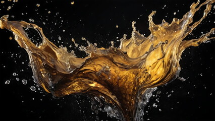 Orange and black Paint Splashes in Dynamic Movement, Highlighting Artistic Energy