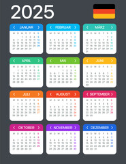 2025 Calendar - vector template graphic illustration - German version