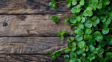 Healthy Organic Watercress on a Wooden Background