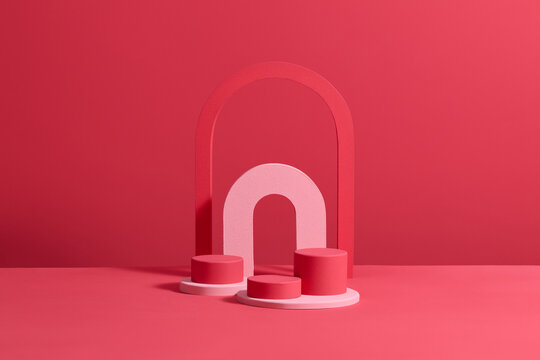 Trendy red geometric decorative element