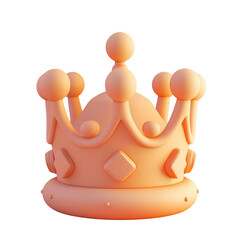 Charming Pastel Orange 3D Clay Style Crown Icon Isometric View