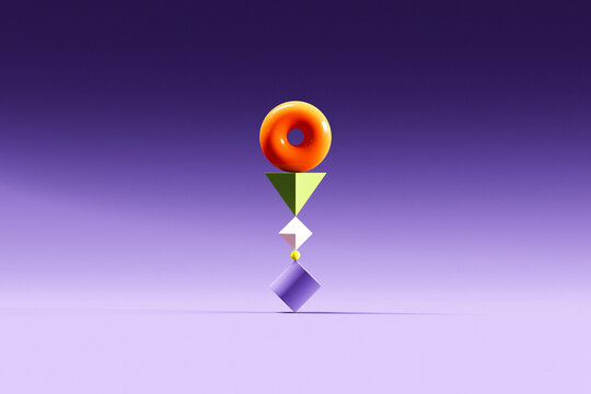 Abstract 3D Geometric Shapes Toy in Balance