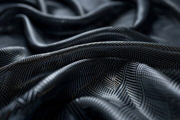 Naklejka premium Close up of Luxurious Black and Gray Fabric with Intricate Textured Pattern